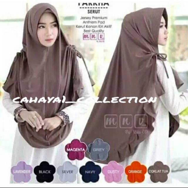Jilbab Farkha Serut / Khimar Zuleikho / Kerudung Serut Kanan Kiri Jumbo / Hijab Jersey Rempel