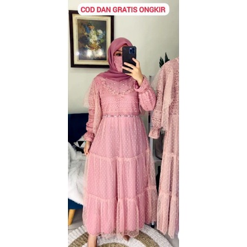 Isabelle Dress Brukat Mutiara| Dress Mutiara| Midi Dress Kekinian | Dress Brukat | Midi Dress Murah 