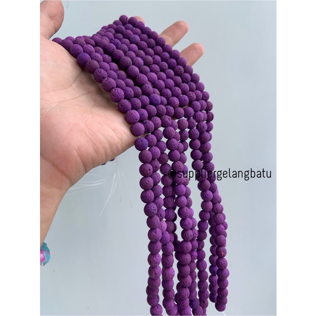 renceng PURPLE lava stone UNGU 8mm batu akik merapi larva diffuser bahan kalung gelang anting strap mask kerajinan tangan craft citayam fashion week etink vintage elegan bali manik crystal perhiasan