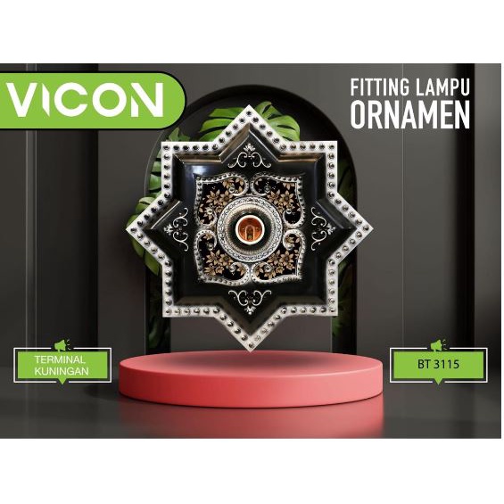 FITTING PLAFON ORNAMEN HIAS BESAR JUMBO VICON MOTIF EMAS SILVER 30CM 30 CM