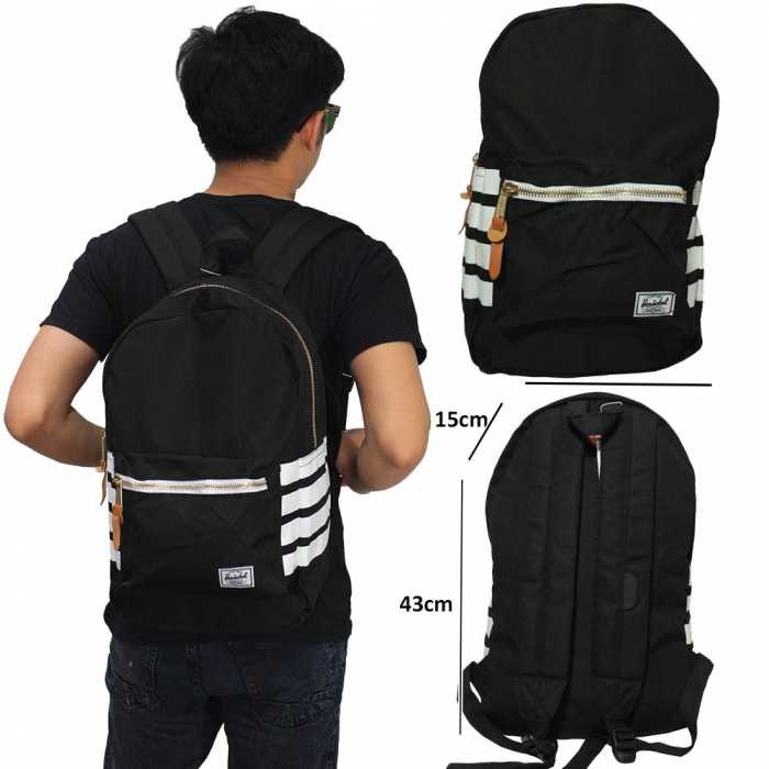 Tas Backpack Pria Four Stripe Hitam
