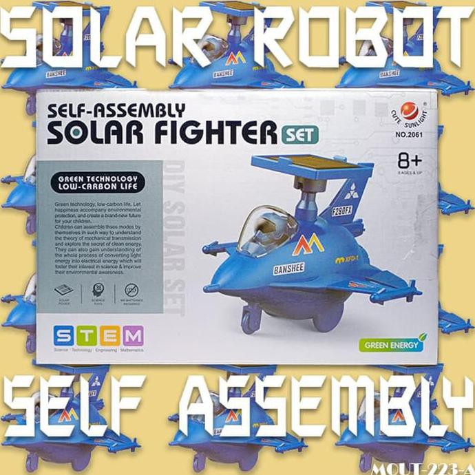 Mainan rakit puzzle pesawat tempur robot diy edukasi anak solar fighter set tenaga surya melatih motorik dan imajinasi