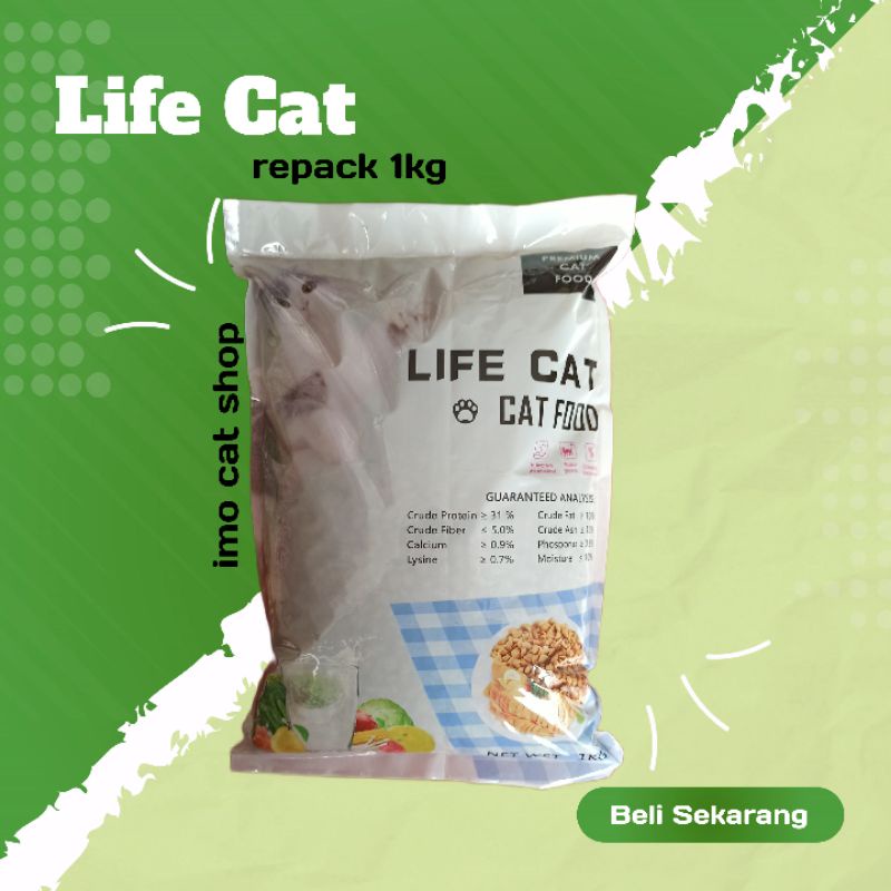 life cat dry food makanan kucing repack 1 kg