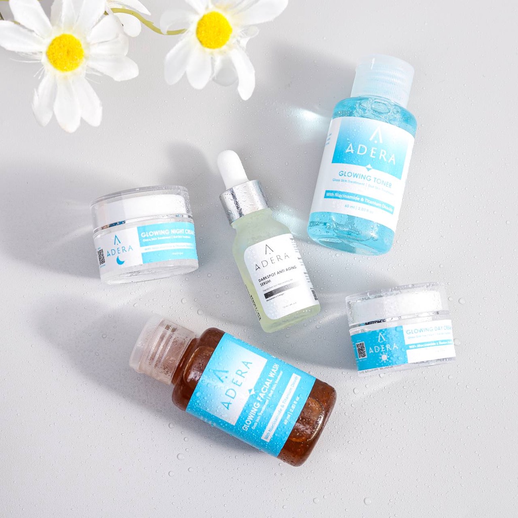 Paket Adera Cream, Facial Wash, Toner, Wajah Glowing Putih Bersih Bebas Jerawat Kusam Flek Bintik Hi