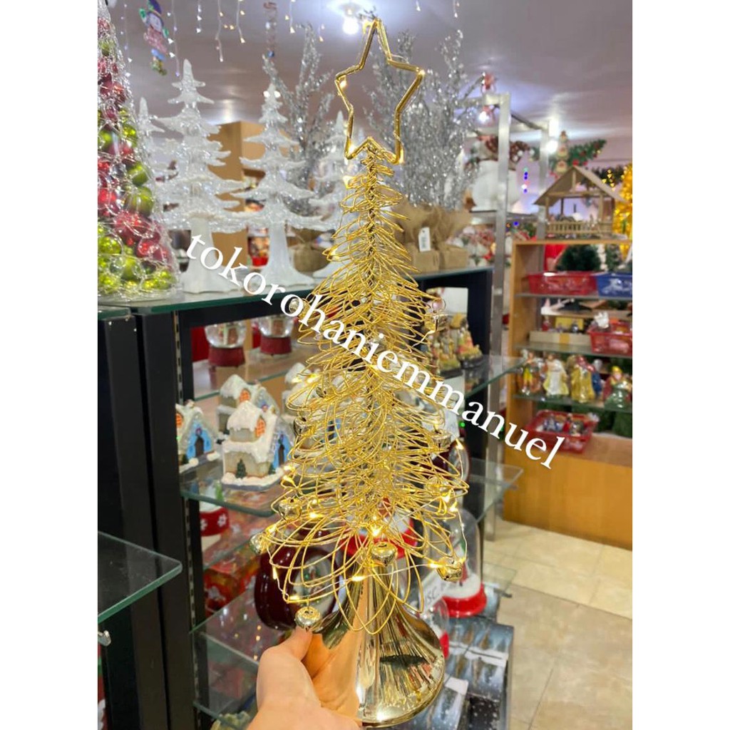 Pajangan Pohon Natal Gold Lampu / Hiasan Natal