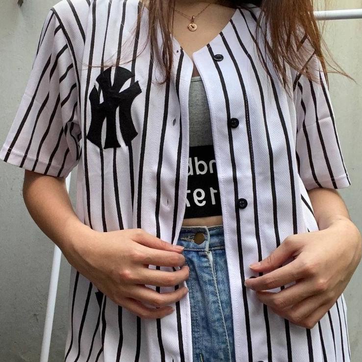 SALEE.. Baseball Jersey new york yankees grid premium shirt