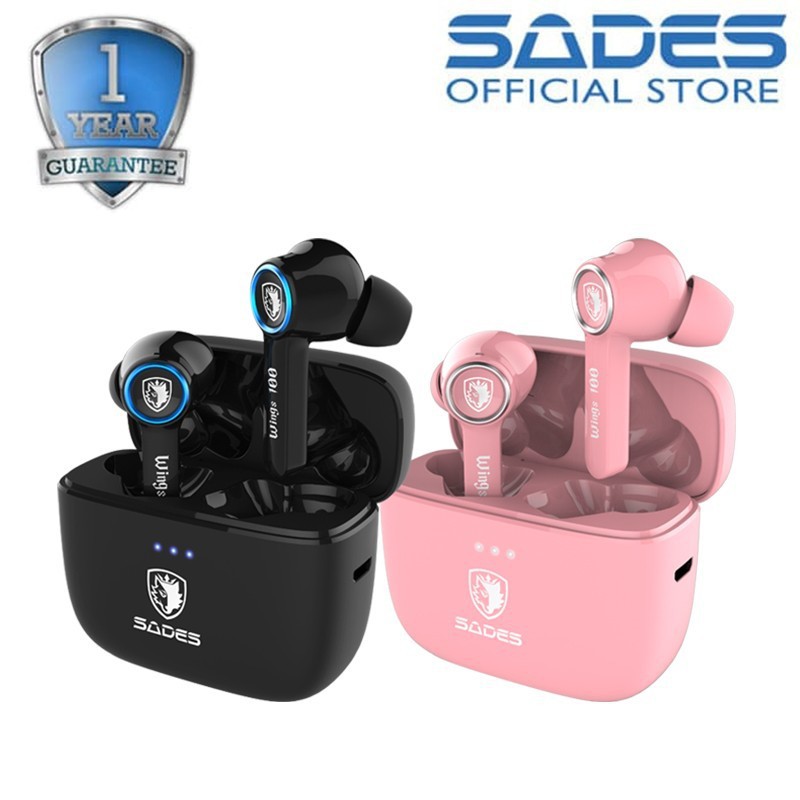 Earphone gaming sades True bluetooth 5.0 wireless stereo Tws wings 100 - In ear wings100