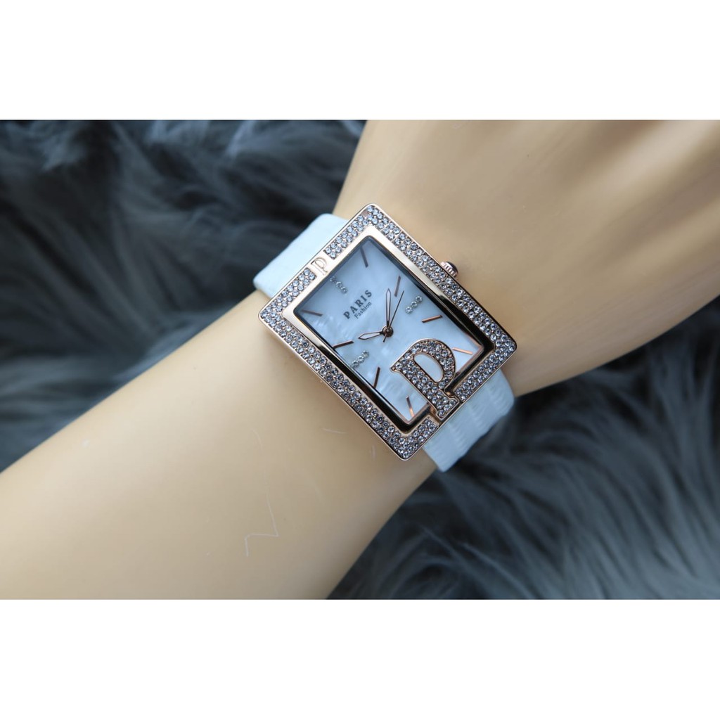 Best Seller  Jam Tangan Wanita Gucci's Paris Segi Kotak SJ12055 Kulit Free Baterai & Box