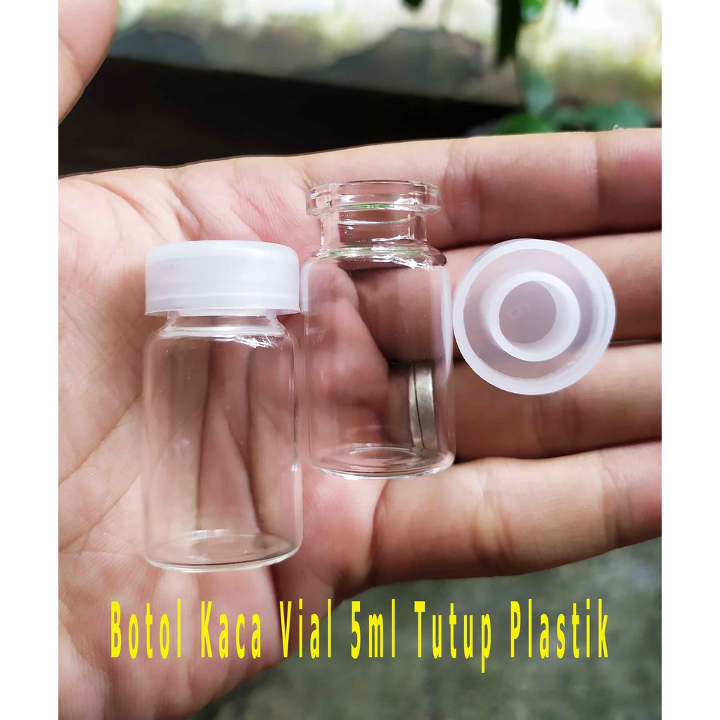 Botol Kaca Mini Vial 5ml Tutup Plastik Kedap Udara - Botol Souvenir