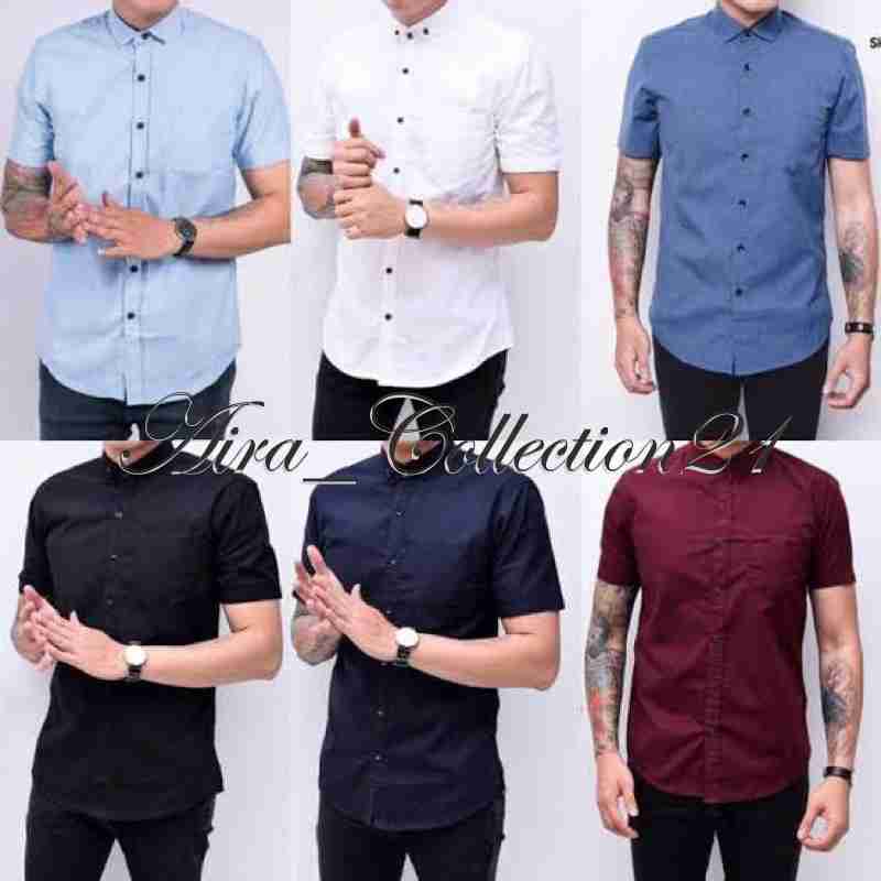 Kemeja Pria Lengan Pendek  Kemeja Polos Pria Kemeja Polos Pria Lengan Pendek Kemeja Polos