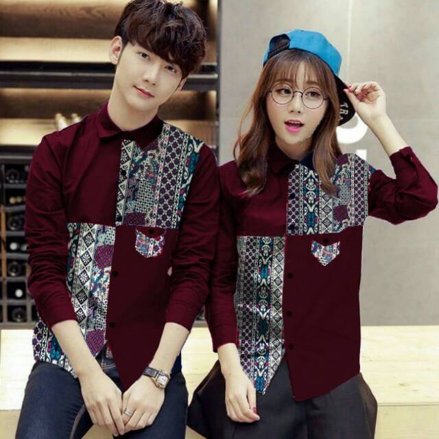 madela maroon- baju couple - kemeja couple - grosir couple -baju kemeja couple