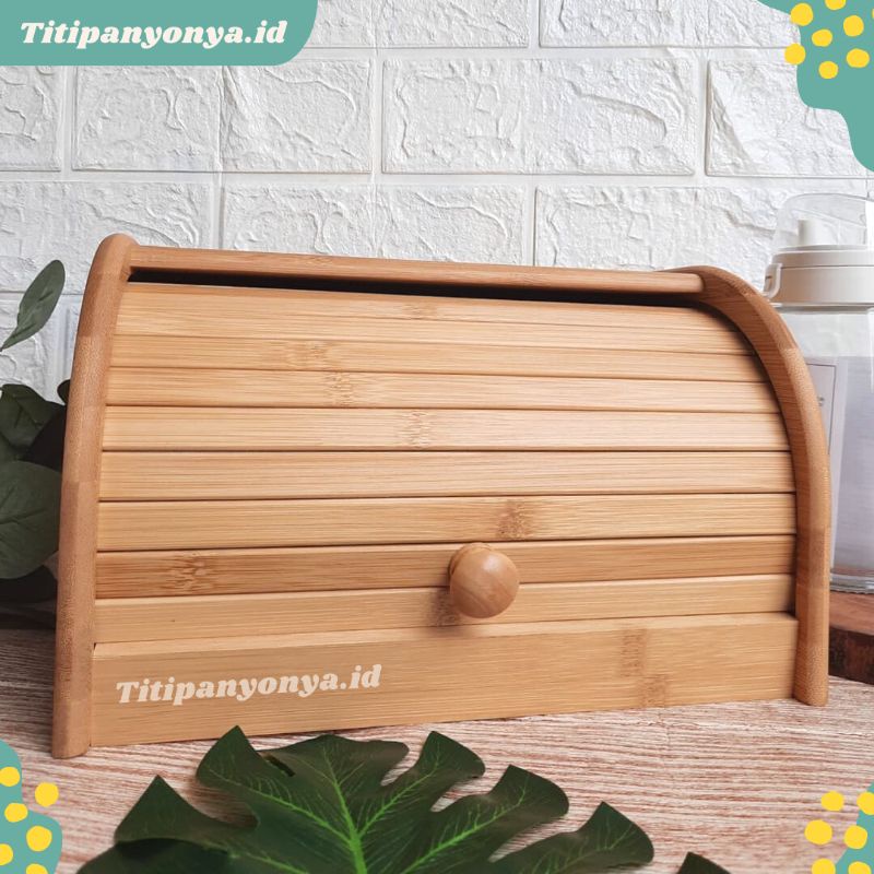 Tempat Roti Tawar Kayu Informa Slide Bread Box Bin Penyimpanan Makanan Minako