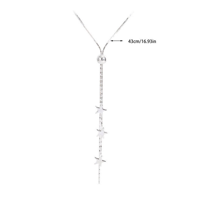 Kalung Choker Rantai Klavikula Bahan 925 Sterling Silver Desain Bintang Rumbai Panjang Untuk Wanita