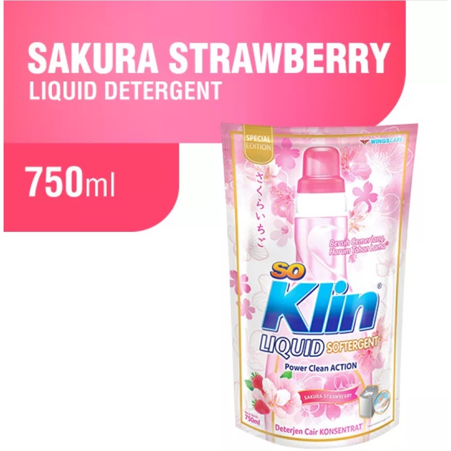 SOKLIN LIQUID REFILL 750ML - DETERJEN CAIR  - Power Clean Action - White &amp; Bright  - Softergent - Scarlet Blossom - Violet Blossom - Sakura Strawberry - Korean Camellia