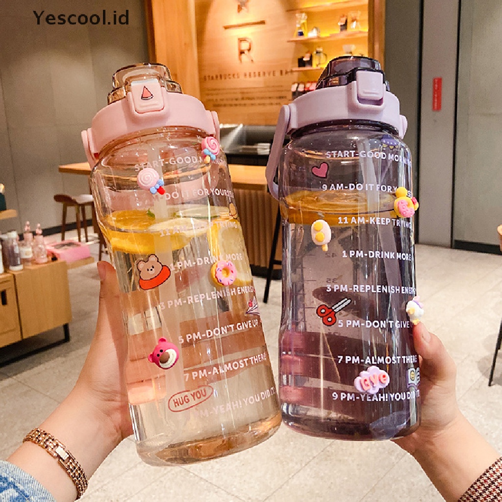 (Yescool) Botol Minum 2L Portable Dengan Sedotan Untuk Olahraga / Fitness / Sepeda