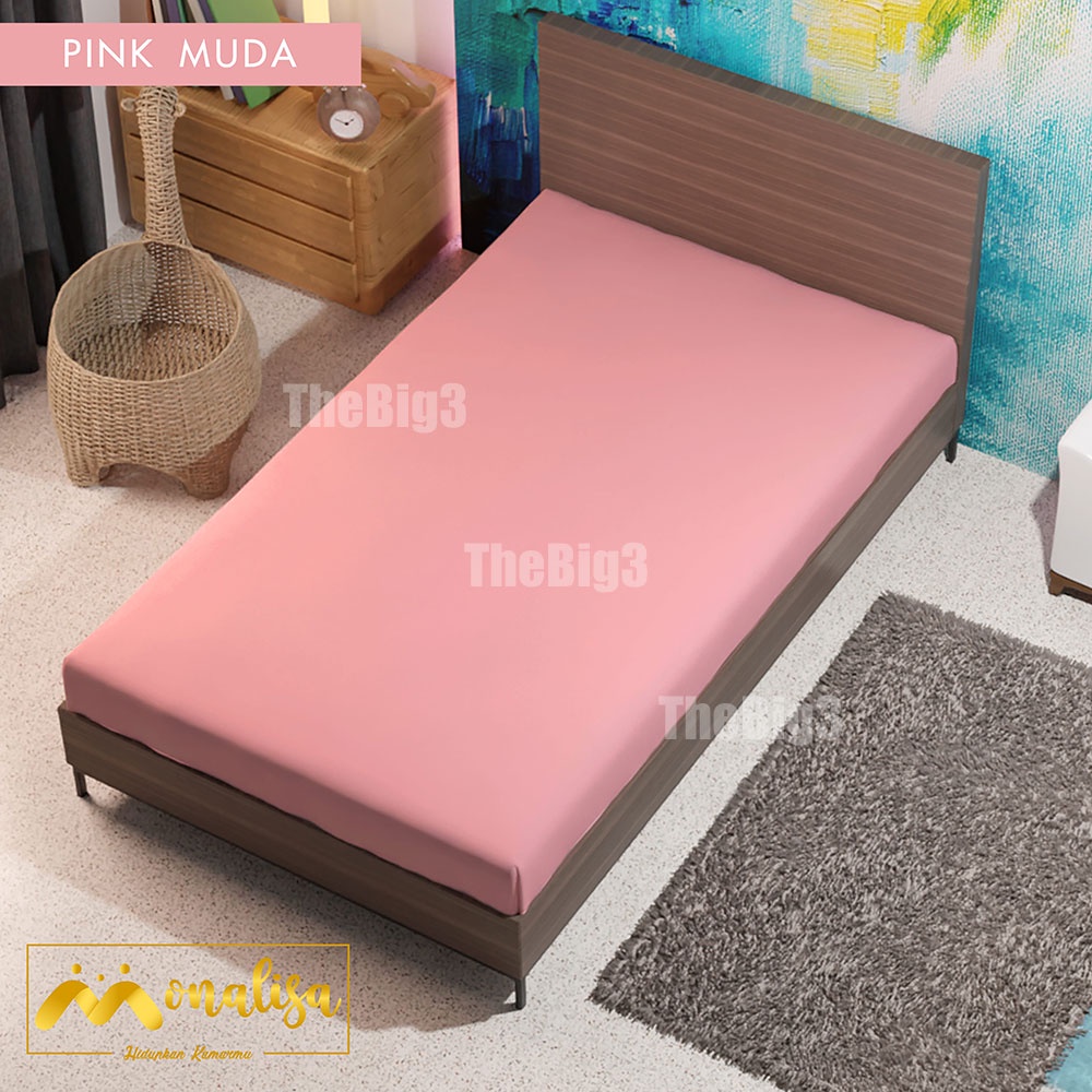 Sprei Waterproof 120x200 MONALISA - anti ompol air water proof polos - 120 Single Size - SP-Pink Muda