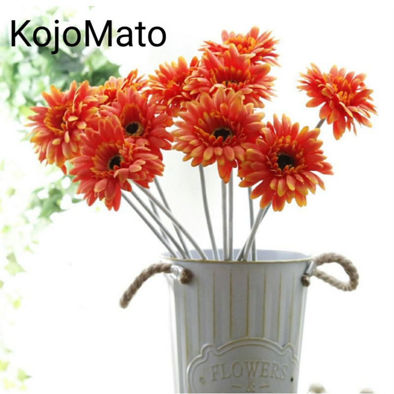 Bunga Aster Krisan Chysanthemum Artificial tangkai panjang bunga plastik mawar dekorasi rumah pesta-4