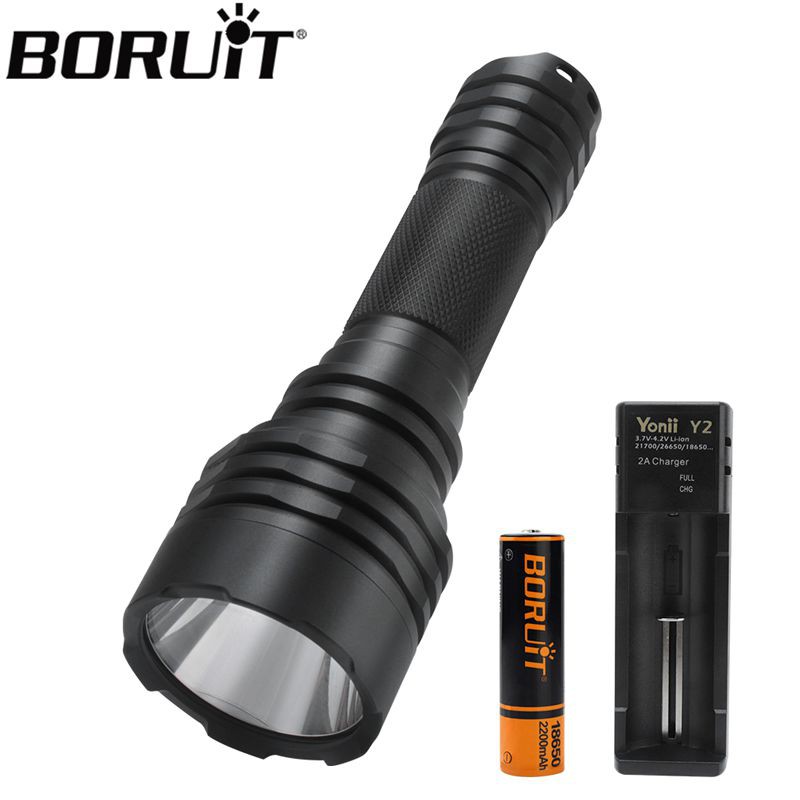 Original BORUIT C8 LED Flashlight Waterproof IPX7 Hand Torch Lantern USB Charger 5 Modes For Camping