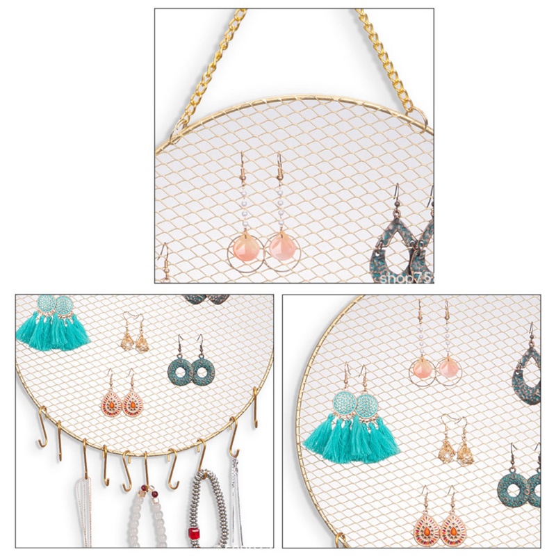 SIY  Round Grid Shape Earring Holder Wall Hanging Exquisite Jewelry Display Stand DIY
