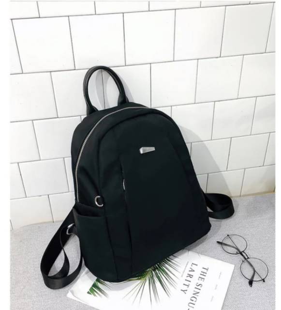 Tas ransel fashion wanita 0351-4 / backpack cewek / tas punggung / ransel kanvas hitam