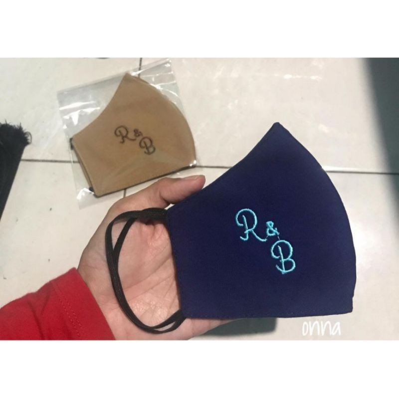 MASKER KAIN BORDIR|| BORDIR INISIAL|| SOUVENIR MURAH | SOUVENIR MASKER