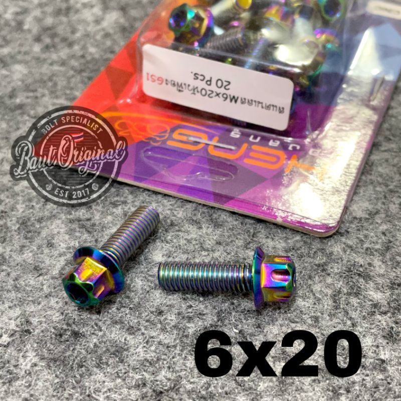 Baut probolt 6x20 rainbow gs1 drat 10 panjang 2 cm ori heng thailand