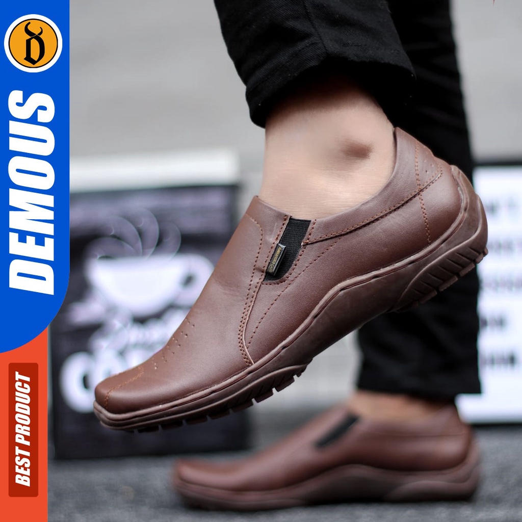 DEMOUS Divoc - Sepatu Casual Slip On Slop Pria Kulit Asli