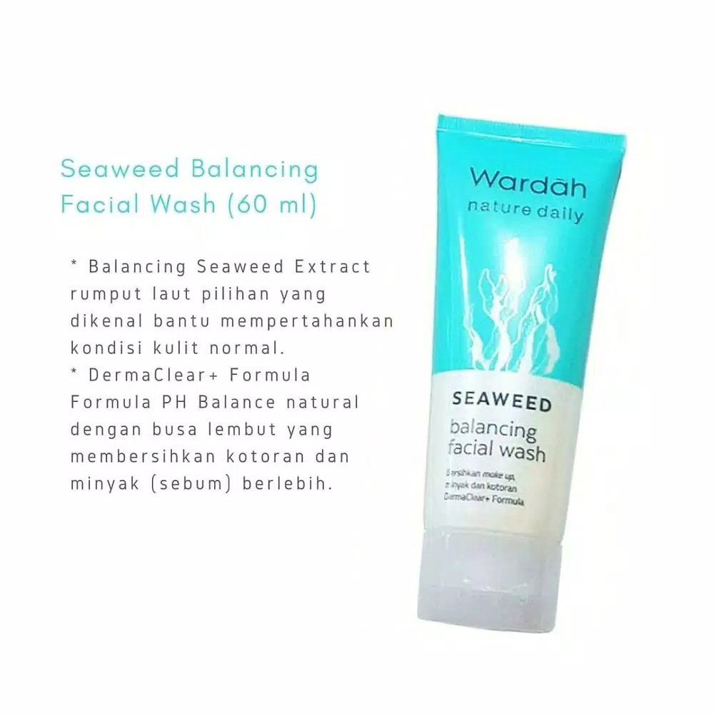 ❣️Rakkistore99❣️Wardah Nature Daily Seaweed Balancing Facial Wash 60ml (100% Original)