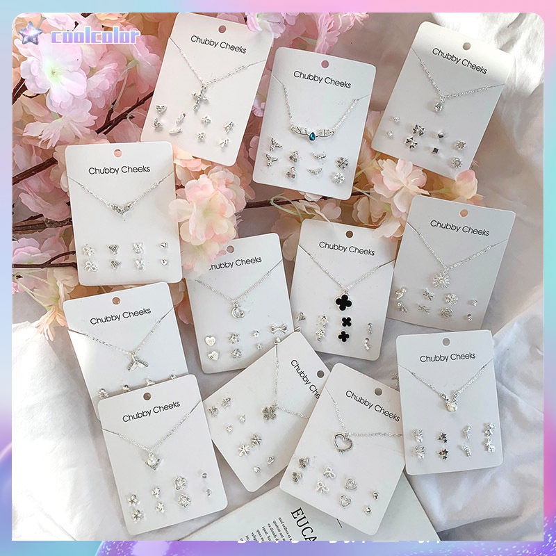 【Ready stock】Anting Dan Kalung Wanita Gaya Korea Kreatif anting tusuk kecenderungan 2021 terbaru fashion murah COD