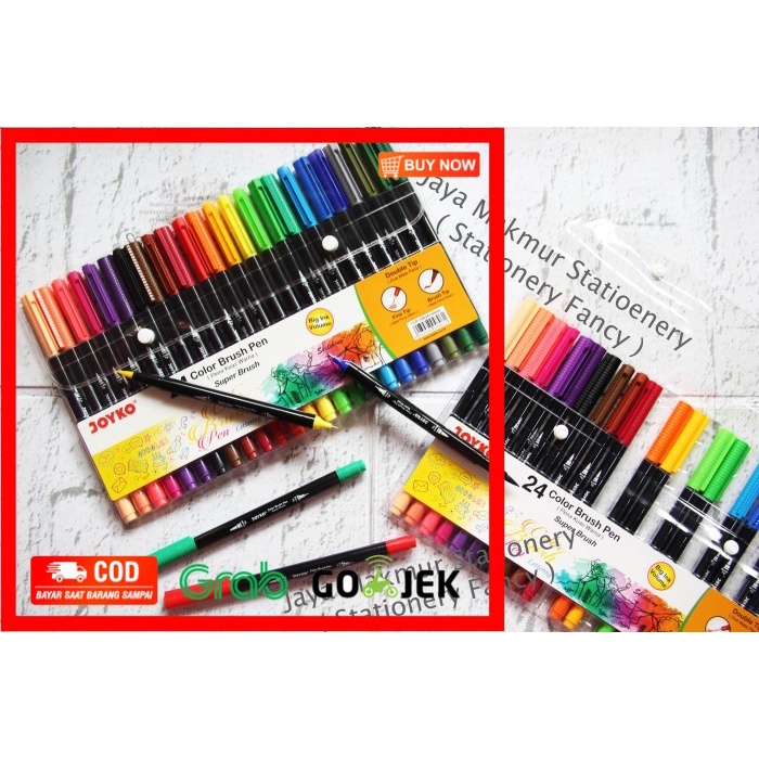 

(BISA COD) Color brush Pen joyko dual tip jumbo set 24 warna CLP-13A