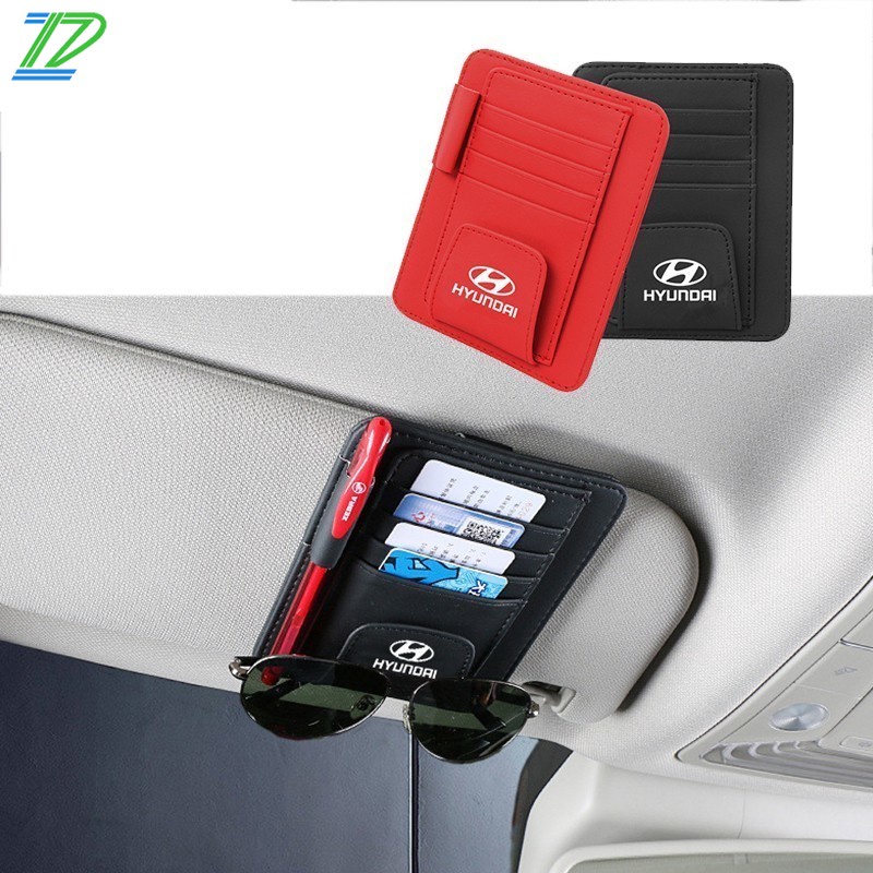 Klip Penyimpanan Kacamata Bahan Kulit Untuk Sun Visor Mobil Hyundai I10 Getz Grand Starex Accent Elantra Atata Sonata Santa Fe Trajet Tucson I40 Ioniqoz