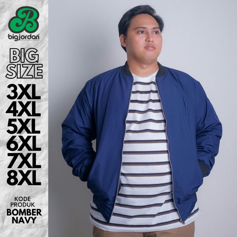 Jaket bomber bigsize jumbo 3xl 4xl 5xl 6xl 7xl 8xl Navy ukuran besar biru dongker parasut waterproof