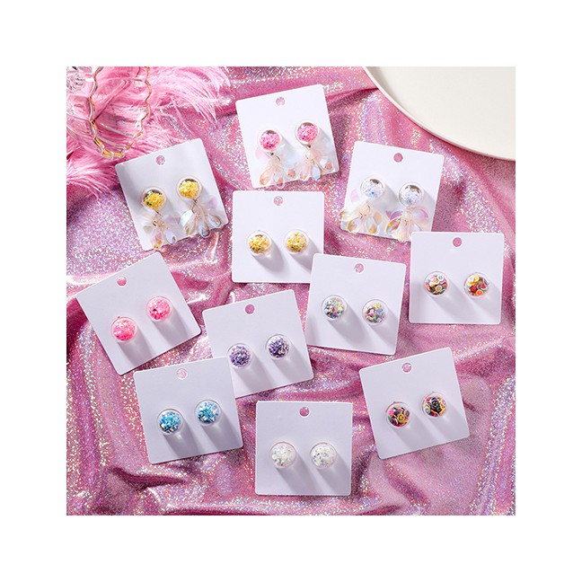 LRC Anting Tusuk Fashion (sequin Tassels) Fruit Smiley Love Transparent Ball Earrings F68056