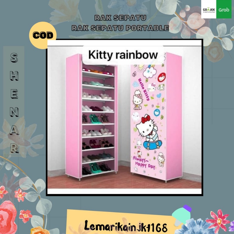 TERBARU!!! SHENAR COD RAK SEPATU/SHOE RACK 10SUSUN (2KG)RAK SEPATU HELLO KITTY RS SERBAGUNA/RAK SEPATU PORTABLE/RAK SEPATU BONGKAR PASANG|RAK SEPATU DENGAN RESLETING