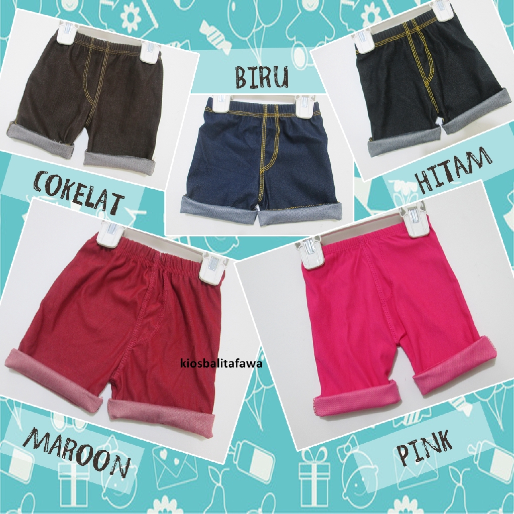 Short Jegging Kids uk 2-4 Tahun / Celana Pendek Jeans Anak Laki Perempuan Pants Murah Tebal Polos