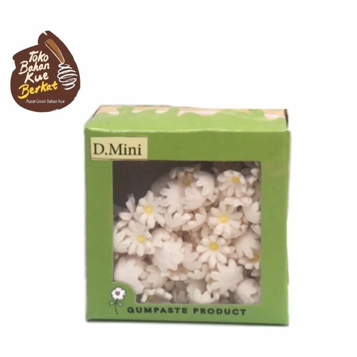 HIASAN BUNGA GUMPASTE D MINI ISI 100 PCS / KUE CAKE ICING DAISY D MINI / GUMPASTE BUNGA D MINI