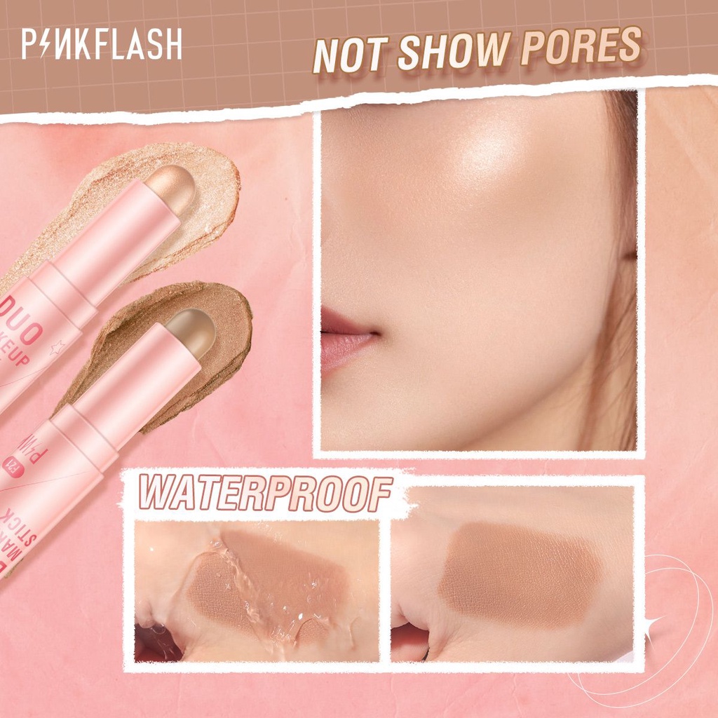 PINKFLASH Duo Make Up Stick / DoubleShaping 3D MakeUp Stick / Contour / Bronzer / Highligter / Blush On Stick