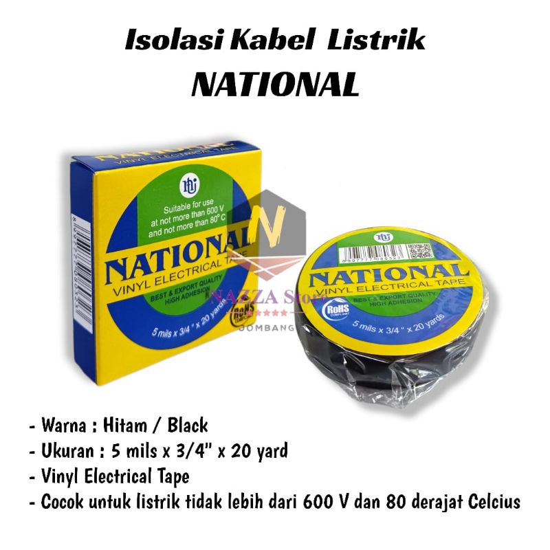 NATIONAL Isolasi Vinyl Kabel Listrik ¾" 20 yard