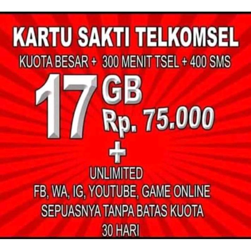 (GROSIR)Kartu Sakti Telkomsel 25gb 17gb Termurah dan ...