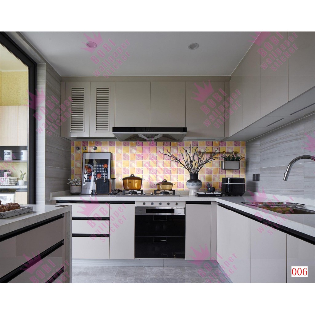 Wallpaper Sticker Dapur Ukuran 5mx45cm - Wall Sticker Kitchen &amp; Bathroom - Wallpaper Anti Panas Oil