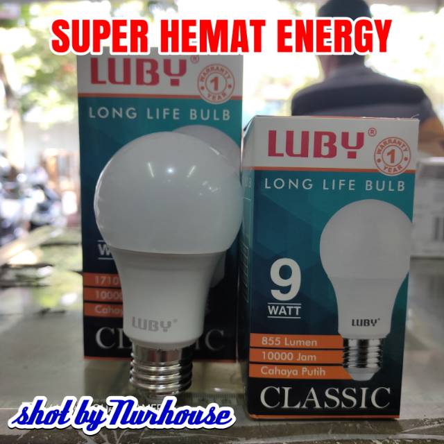 lampu bohlam led luby 9 watt classic super hemat energy garansi 1 tahun