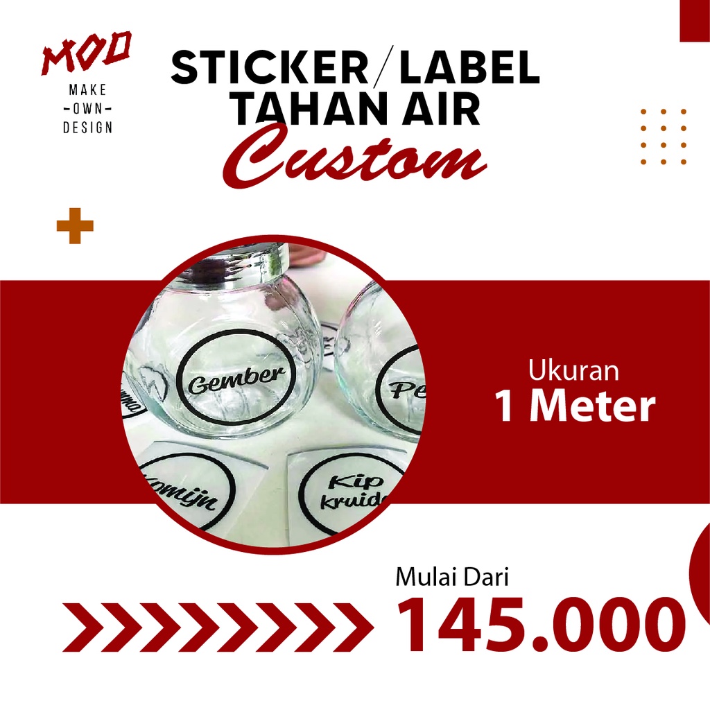 

CETAK STIKER PRINT UV TAHAN AIR | BISA TRANSPARAN | 1 METER | PRINT UV | FREE DESAIN