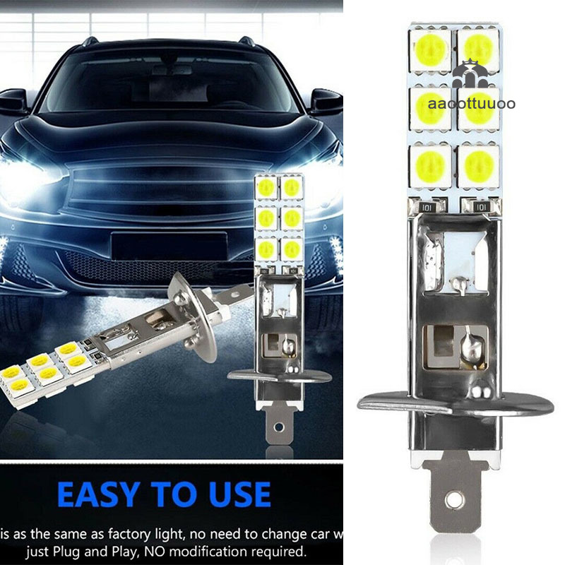 【TERSEDIA &amp; COD】4pcs Bola Lampu 12-led H1 6000k 55w Smd-5050 Warna Putih Untuk Depan Mobil