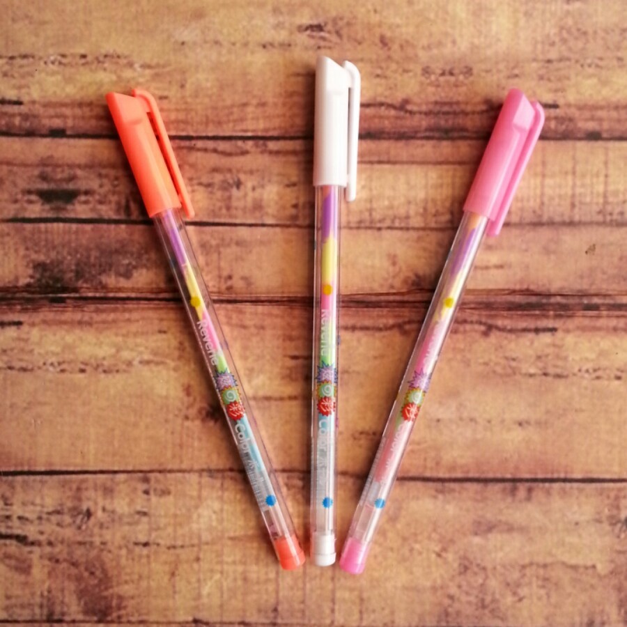 3 Pcs Pen Unik - Pulpen Pelangi 8806 isi 3 pcs - Gelpen Rainbow  - Pen Gel Rainbow