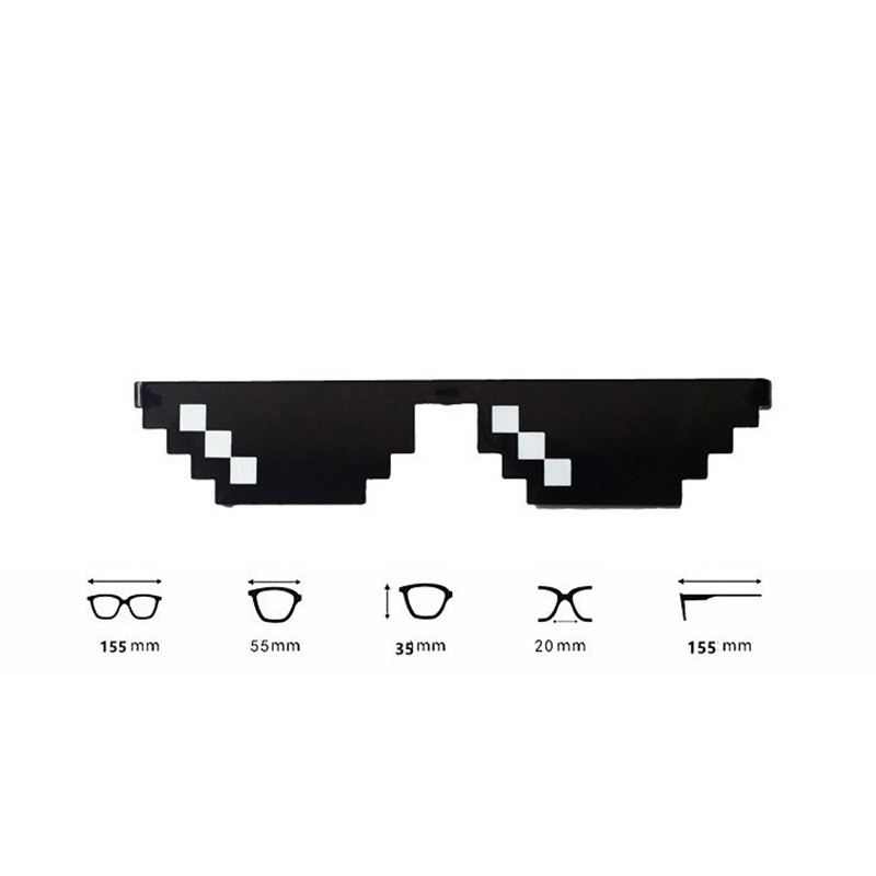 (YUZHU) Kacamata Hitam Wanita Model Jepang Pixel untuk Pesta / Cosplay Mosaic Sunglasses