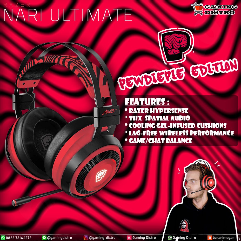 Jual Headset Gaming Razer Nari Ultimate Pewdiepie Edition Indonesia Shopee Indonesia