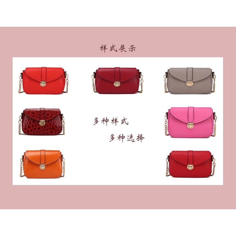 TAS SELEMPANG PUSHLOCK TALI RANTAI KULIT ASLII FASHION WANITA#116