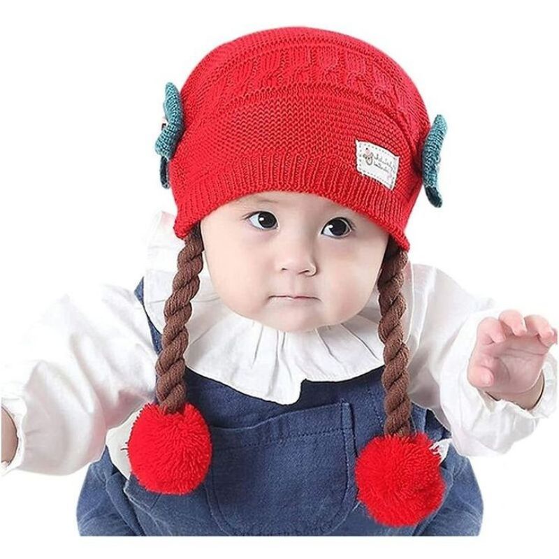 Topi Anak Perempuan Rambut Kepang / Topi Bayi Kupluk Baby Hat Wig Impor / Topi Bayi Kupluk Imut Lucu