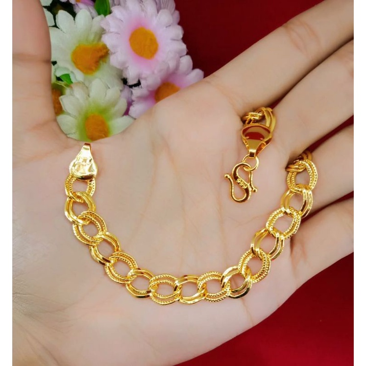 gelang rantai dobel cantik emas muda