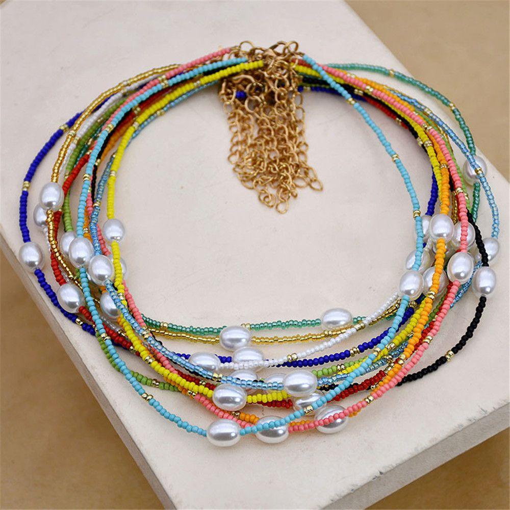 Aksesoris Dekorasi Choker Nanas Multicolor Millet Bead Bohemian